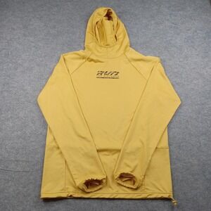 Demix Shirt Mens Small Yellow Hooded Long Sleeve Running Athletic Training Top